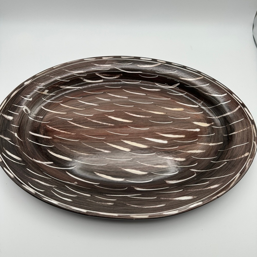Vietri Moda Quill Oval Platter Large Brown White Made in Italy Pottery Serving - Picture 12 of 12